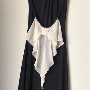 Long black dress with off white bow in the back
